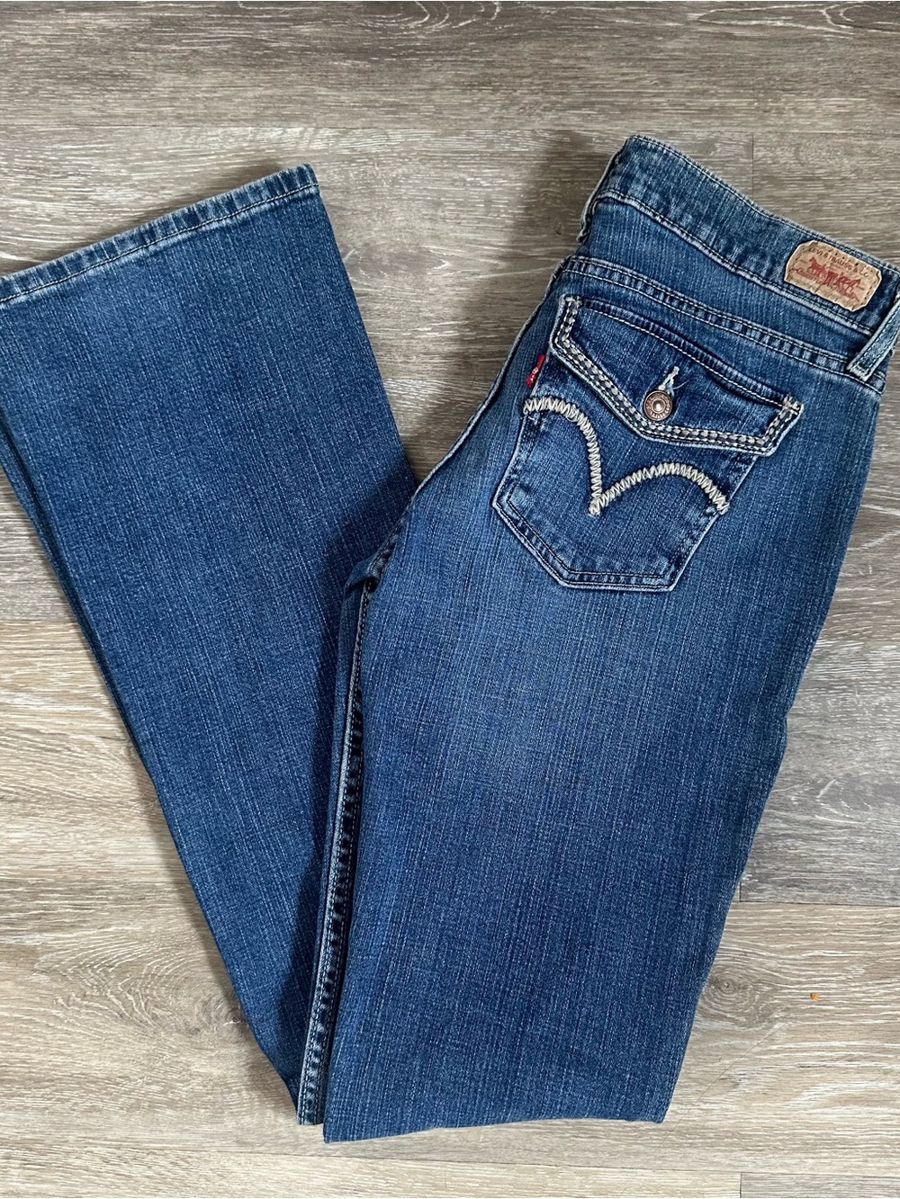 Y2K too super low 524 flare bootcut jeans back button pockets Sz 7L